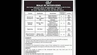 We Are Hiring for Atul Limited Jobs in Ankleshwar Walk in Interview [upl. by Outlaw]