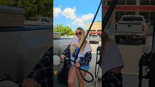 gassing up the Chevy truck from the weekend gm liftedtruck girlswithtrucks chevysilverado truck [upl. by Grekin]