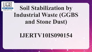 Soil Stabilization by Industrial Waste GGBS and Stone Dust [upl. by Nnair]