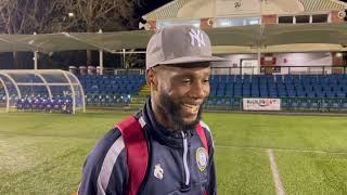 Interview  Pascal Chimbonda  FC Isle of Man 3  0 Skelmersdale United [upl. by Cai]