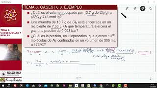 TEMA 6 GASES IDEALES Y REALES  68 EJEMPLOS DE APLICACIÓN DE LA ECUACIÓN DE ESTADO [upl. by Euqina]