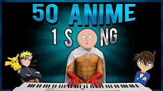 50 ANIME in 1 SONG in 5 minutes [upl. by Kotick]