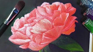 Peony Oil Painting with Sennelier Rive Gauche  Flower Painting  TimeLapse [upl. by Oretna]