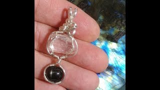 SOLD Brazilian Rainbow Crystal Phenacite Black Star Diopside Sterling Wirewrap Reiki Pendant [upl. by Ferdinand]