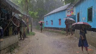 4K Walking In The Heavy Rain And Thunderstorm  Heavy Rainy Village Walking Tour With Umbrella [upl. by Ledoux]