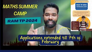 Maths Residential Summer Camp⛺  RAM TP 2024 Last date7th February Hurry up🏃‍♂️🏃‍♀️ [upl. by Simona]