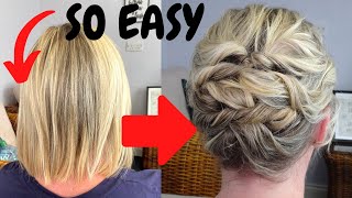 EASY messy hairstyle for short fine hair  short hair updo [upl. by Ehtylb]