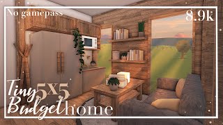 Tiny 5x5 Budget Home No Gamepass 9k Bloxburg Speedbuild no large plot no advanced placing [upl. by Garlanda]