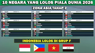 10 Negara Lolos Kualifikasi Piala Dunia 2026 Zona Asia Tahap Ke 2  Indonesia di Grup F [upl. by Cristionna]