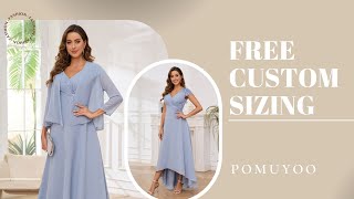 POMUYOO  Charming Two Pieces Sequins Appliques High Low Mother Of The Bride Dresses [upl. by Lodhia]