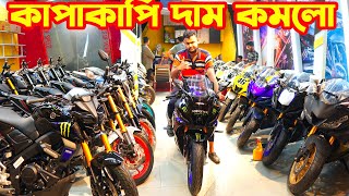 কাপাকাপি দাম কমলো R15M BS7 Honda XMotion R15 V4 Black MT15 V2 BS7 R15M FZS V4  Aliza Mart [upl. by Yedorb]