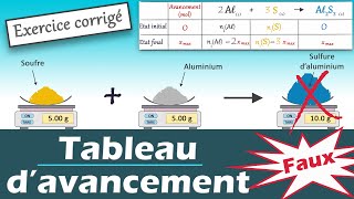 TABLEAU dAVANCEMENT  📝 Exercice classique avec correction détaillée  Physique chimie  Lycée [upl. by Krasnoff]