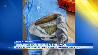 TSA agents find antiaircraft ammo in Thermos at Daniel K Inouye Airport [upl. by Aicxela]