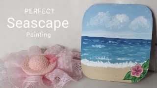 Acrylic painting for beginners  Seascape painting on mini canvas trending art painting youtube [upl. by Joh]