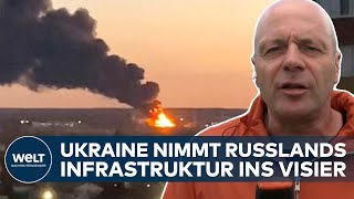 UKRAINEKRIEG Kiew schlägt im russischen Kernland hart zurück – Angriffe auf Infrastruktur  WELT [upl. by Lohman56]