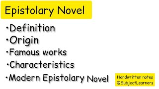 The Epistolary Novel meaning definition characteristics famous works  SubjectLearners [upl. by Puklich635]