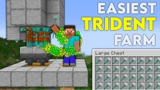 Minecraft EASIEST Trident Farm  Drowned Farm 121 [upl. by Nosrak]