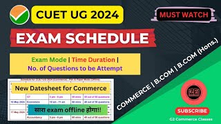 CUET UG Exam Schedule 2024  CUET Commerce  EXAM MODE  Duration  No of questions to be attempted [upl. by Ajam651]