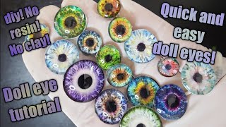 How to make art doll eyes  diy make beautiful quick and EASY glass eyes  no resin  No clay bjd [upl. by Amaryllis214]