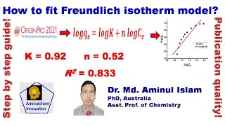 Freundlich isotherm model in origin [upl. by Attenyl182]