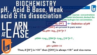 Biochemistry pH Acid amp Base Weak acid amp its dissociation [upl. by Yolanda]