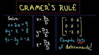 Cramers Rule to Solve a System of 3 Linear Equations  Example 1 [upl. by Aerona946]