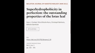 Superhydrophobicity in perfection the outstanding properties of the lotus leaf  RTCLTV [upl. by Ettennat]