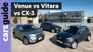 Suzuki Vitara vs Mazda CX3 vs Hyundai Venue 2020 comparison review [upl. by Cnut336]