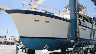 Hatteras 53 going back in the water [upl. by Yelats]