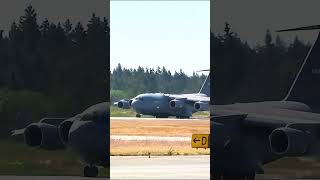 Gigantic US C17 Globemaster plane lands [upl. by Emaj417]