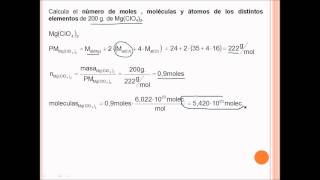 Calculo de Número de Moles Moleculas y Atomos [upl. by Elleral345]