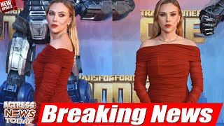 Scarlett Johansson stuns in brick red at Transformers premiere [upl. by Elehcir514]