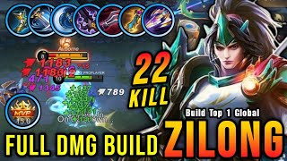 22 Kills Zilong Build Full Damage 2023  Build Top 1 Global Zilong  MLBB [upl. by Kluge]