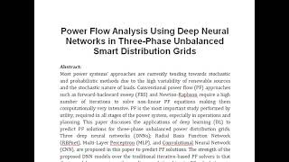 Power Flow Analysis Using Deep Neural Networks in Three Phase Unbalanced Smart Distribution Grids [upl. by Burhans196]