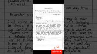 Write an application letter to your principal for one day leave for family function application ho [upl. by Schmitz]