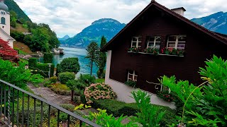 Most beautiful Switzerland village  Walking along the lake [upl. by Eniksre367]