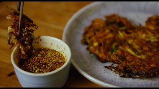 SIMPLY KOREAN How to make the crispiest ever Kimchi pancake KIMCHI JEON 김치전 [upl. by Canotas]