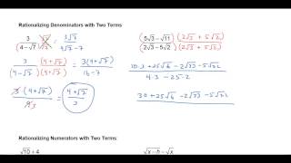 Rationalizing Denominators and Numerators With Two Terms [upl. by Acenom]