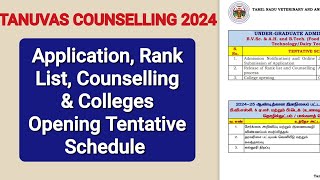 TANUVAS Counselling 202425  Application Rank List Counselling amp Colleges Opening Schedule [upl. by Eslek]