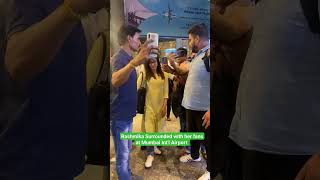 Rashmika Mandanna Surrounded By Her Fans at Mumbai International Airport All Set For Animal Shorts [upl. by Aivull]