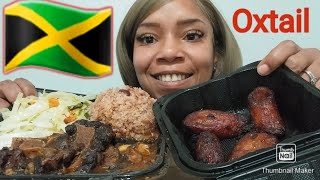 JAMAICAN OXTAILS ASMR MUKBANGRICE and PEASCABBAGE jamaicanfood smackingsounds oxtails [upl. by Odinevneib]