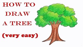 how to draw a tree step by step  very easy  drawing  art video [upl. by Lemrahs502]