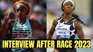 Watch Sha’carri Richardson AND Shelly Ann Fraser Pryce Interview after Race  National Trials 2023 [upl. by Angelina]