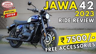 Jawa 42 21 2023 Ride Review  Features Price Discount  Free Accessory upto 7500 😲 jawa42 [upl. by Neirad]