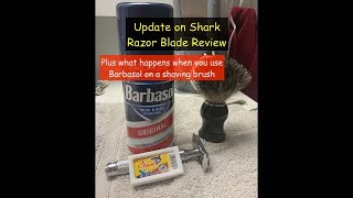 Shark Platinum Razor Blade Update and what happens when you use a shave brush to apply Barbasol [upl. by Anjela983]