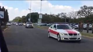 Zimbabwe President Emmerson Mnangagwa Long Motorcade arriving [upl. by Kurtis114]