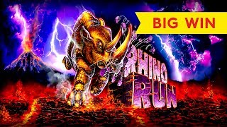 BIG WIN BONUS Rhino Run Slot  DOUBLE RETRIGGER [upl. by Mordy]