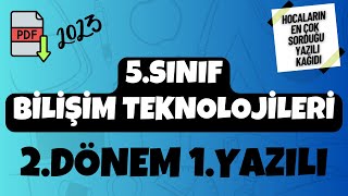 5Sınıf Bilişim Teknolojileri 2Dönem 1Yazılı [upl. by Naitsabes]