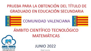 Examen resuelto de Matemáticas Graduado ESO Junio 2022 Comunidad Valenciana [upl. by Anaela]