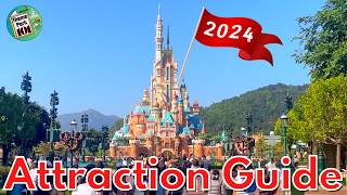 Hong Kong Disneyland ATTRACTION GUIDE  2024  All rides amp Shows  NEW World of Frozen land [upl. by Nauqat265]